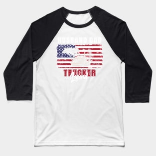 18 wheeler truck USA flag vintage, Husband Dad Trucker Legend Baseball T-Shirt